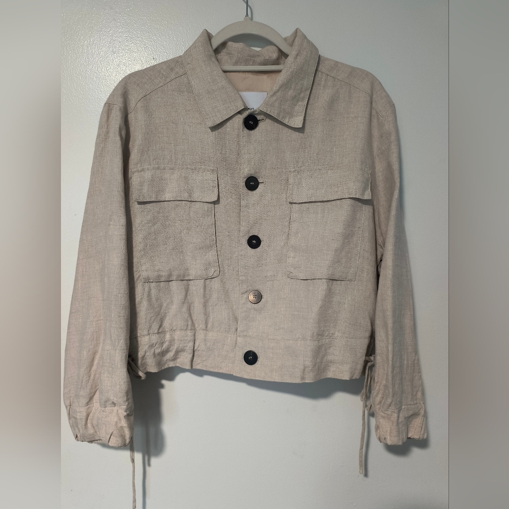 MNG Mango Beige Button-Up Jacket Sz M